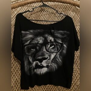 Charlotte Russe Black Lion Graphic Tee